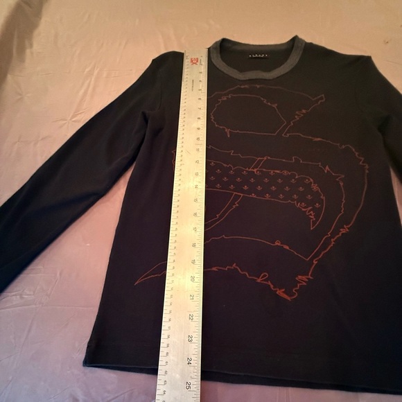 Sisley Black/Red Logo front Long Sleeve Top Size Large MSRP $195 - Picture 9 of 9